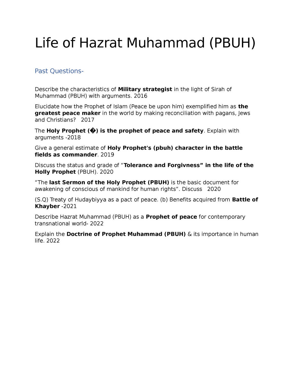 essay on the life of prophet muhammad