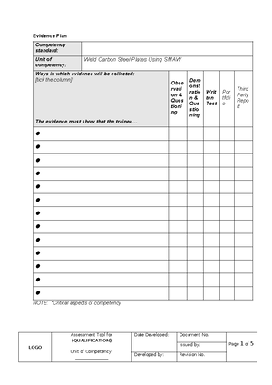 Sample Rating Sheets 1 in Conducting Competency Assessment - TESDA-OP ...