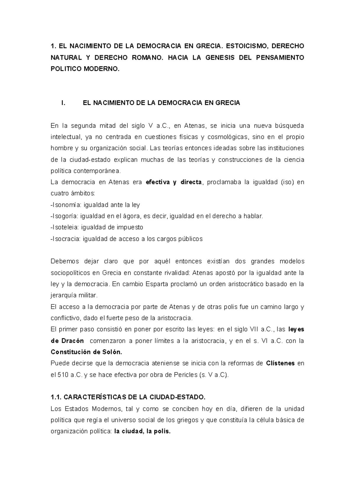 Nacimiento de la democracia en Grecia - 1. EL NACIMIENTO DE LA ...