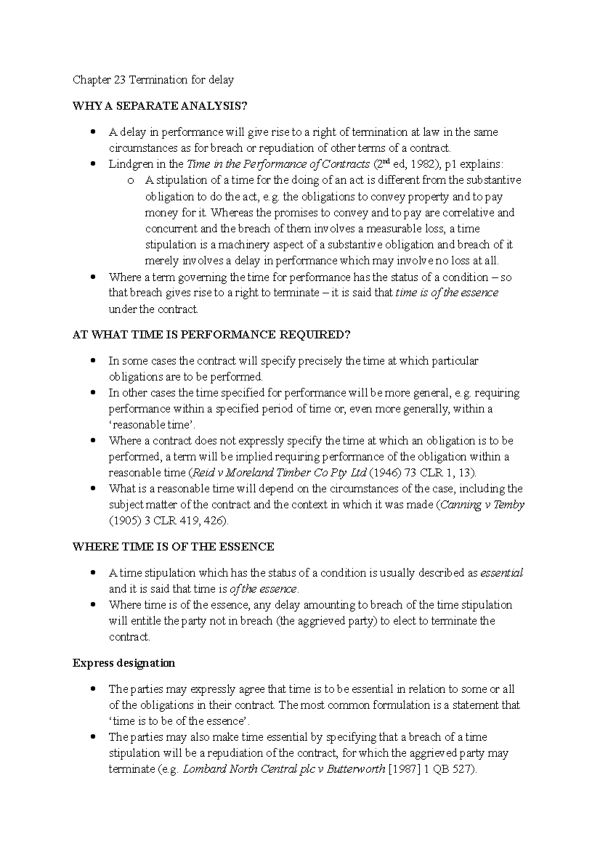 summary-contract-cases-and-materials-chapter-23-termination-by-delay