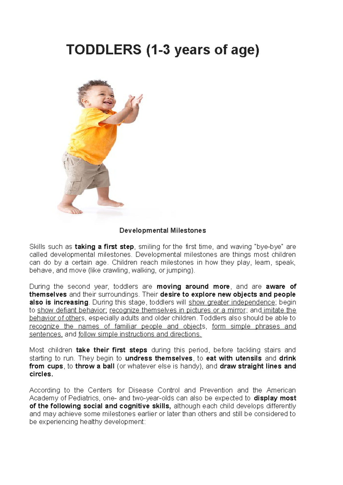 Toddlers - Pharma - TODDLERS (1- 3 years of age) Developmental ...