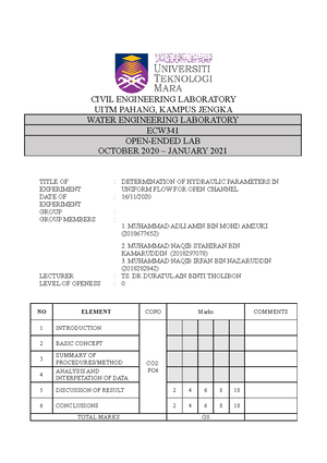 LAB Report Enumeration OF Bacteria - ECW 341 Water Engineering ...