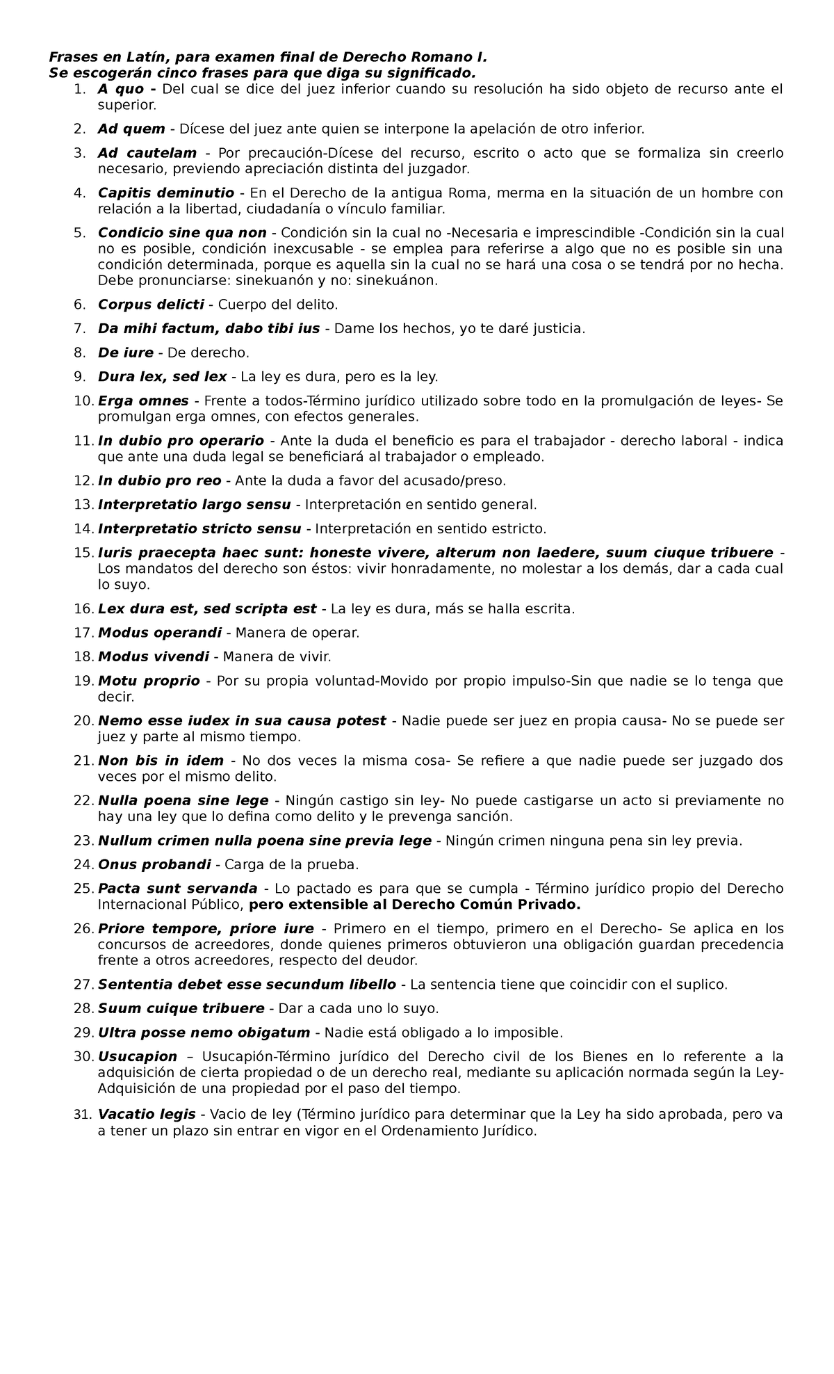 Frases en Latin D.R. I APUNTES Frases en Latín, para examen final