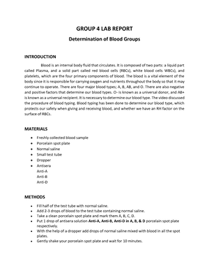 urine experiment lab report