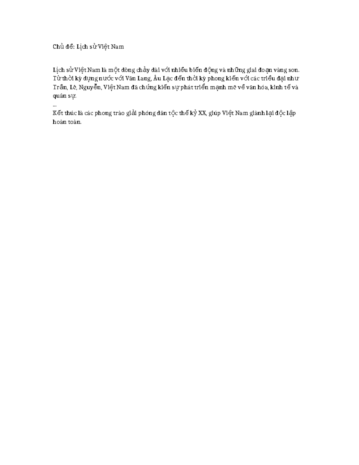 Lich su Viet Nam - Random docs - Literature - Ch ủ đ ề: L ch s ị ử Vi t ...