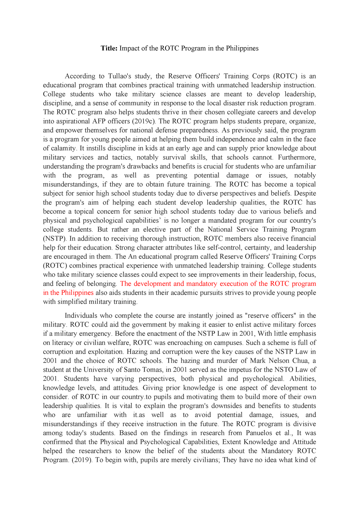 research paper about rotc in the philippines pdf