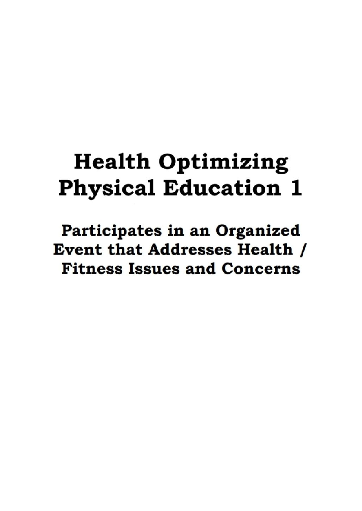 PE1 M8 - Physical Education - Health Optimizing Physical Education 1 ...