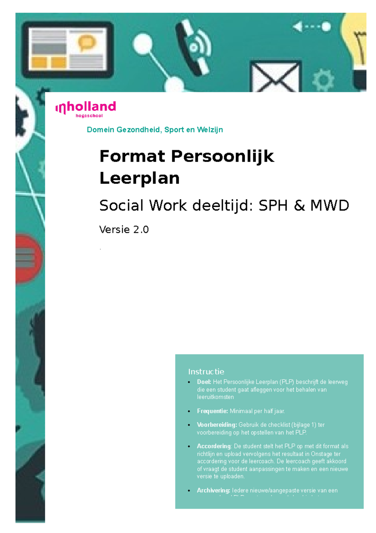 SWd Format Persoonlijk Leerplan voorbeeld - Domein Gezondheid, Sport en ...