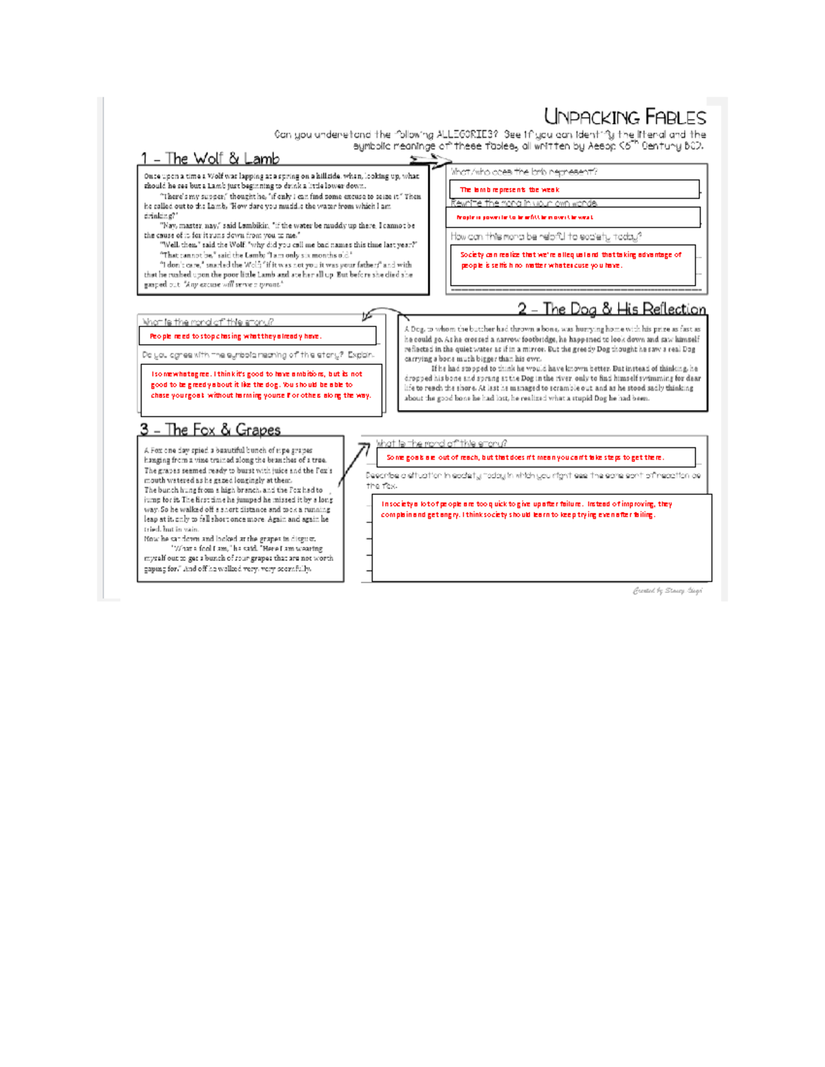 ENC 1101 Unpacking Fables - In society a lot of people are too quick to ...