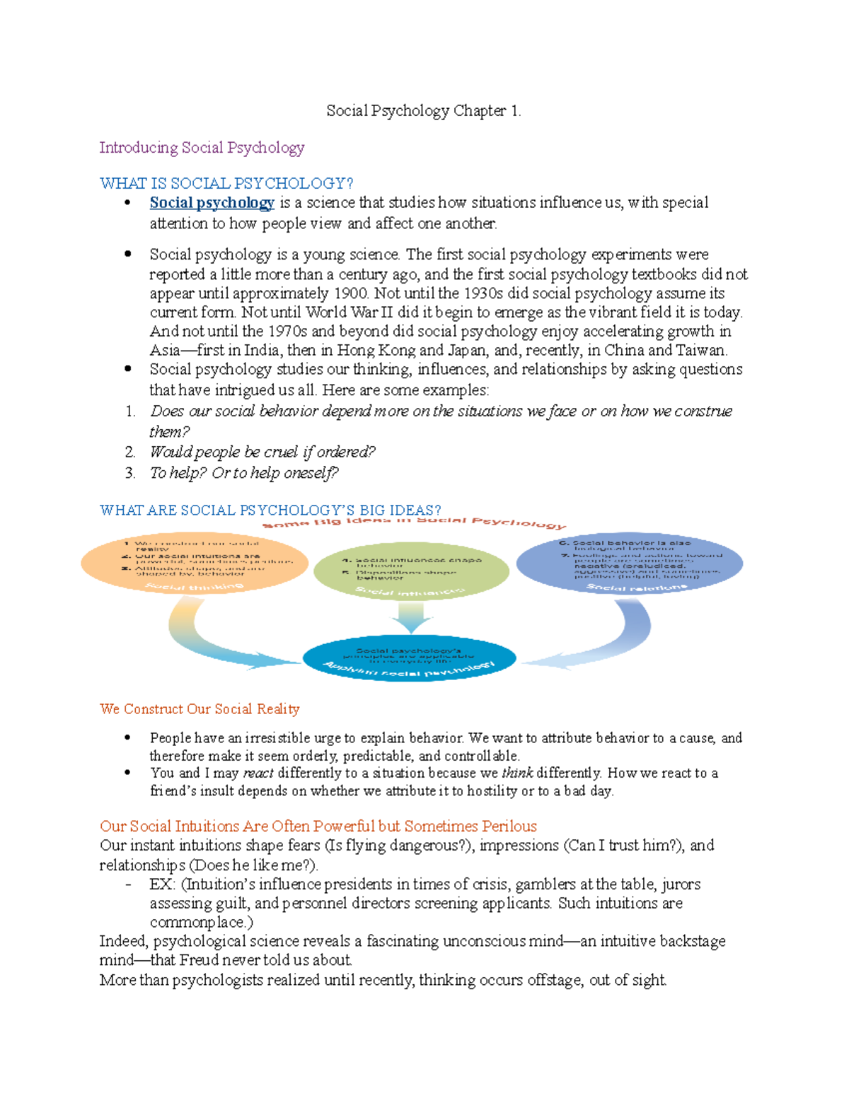 Social Psychology Chapter 1 - Introducing Social Psychology WHAT IS ...