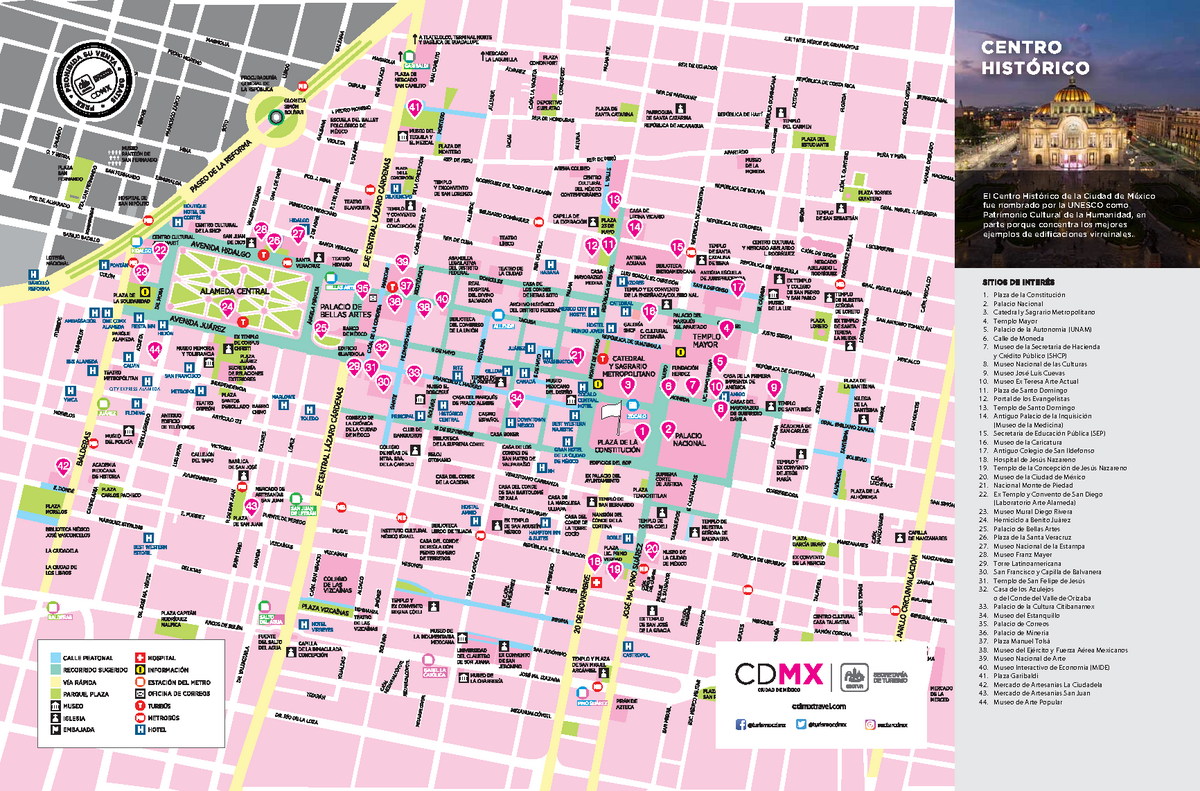 Mapa Centro Historico Cdmx City Express Alameda Plaza De La Constitución Palacio Nacional 1887