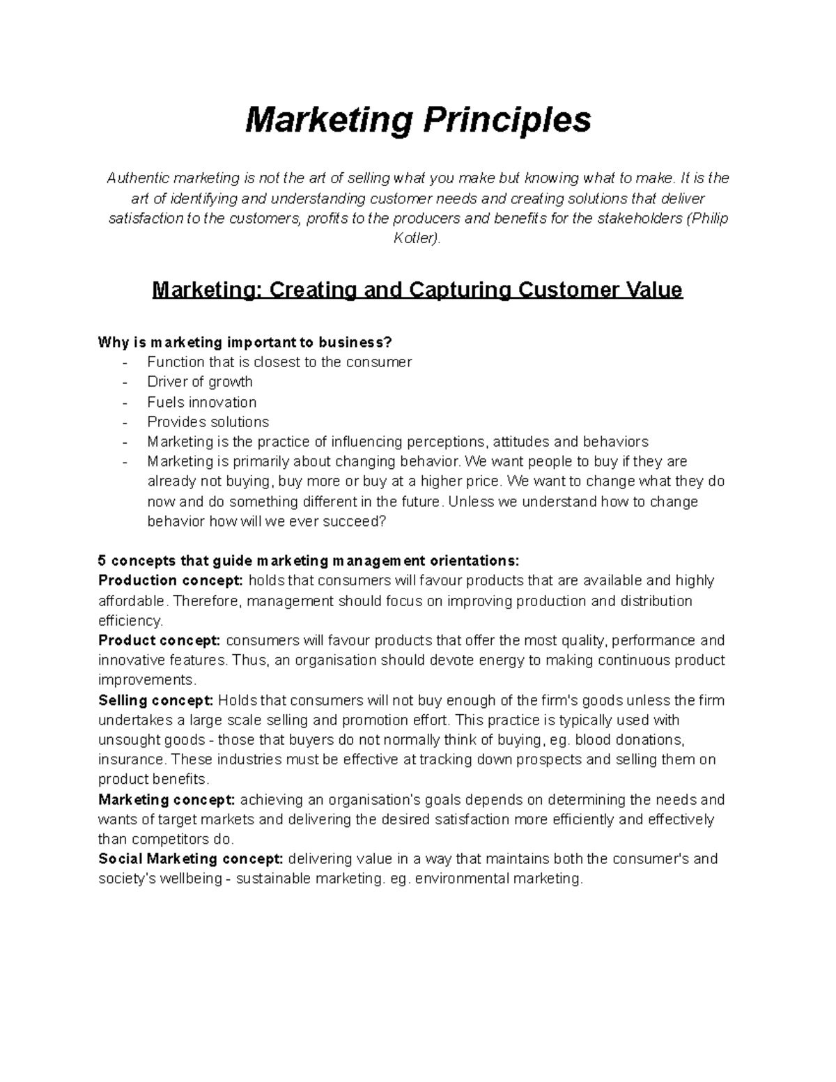 M1 - Topics: Creating and Capturing Customer Value and Business and ...