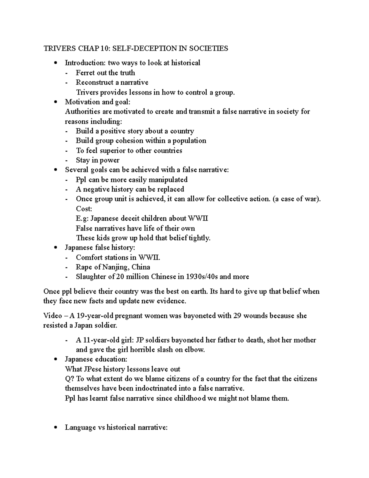 Trivers CHAP 10 Critical Thinking lectured by professor Nichols
