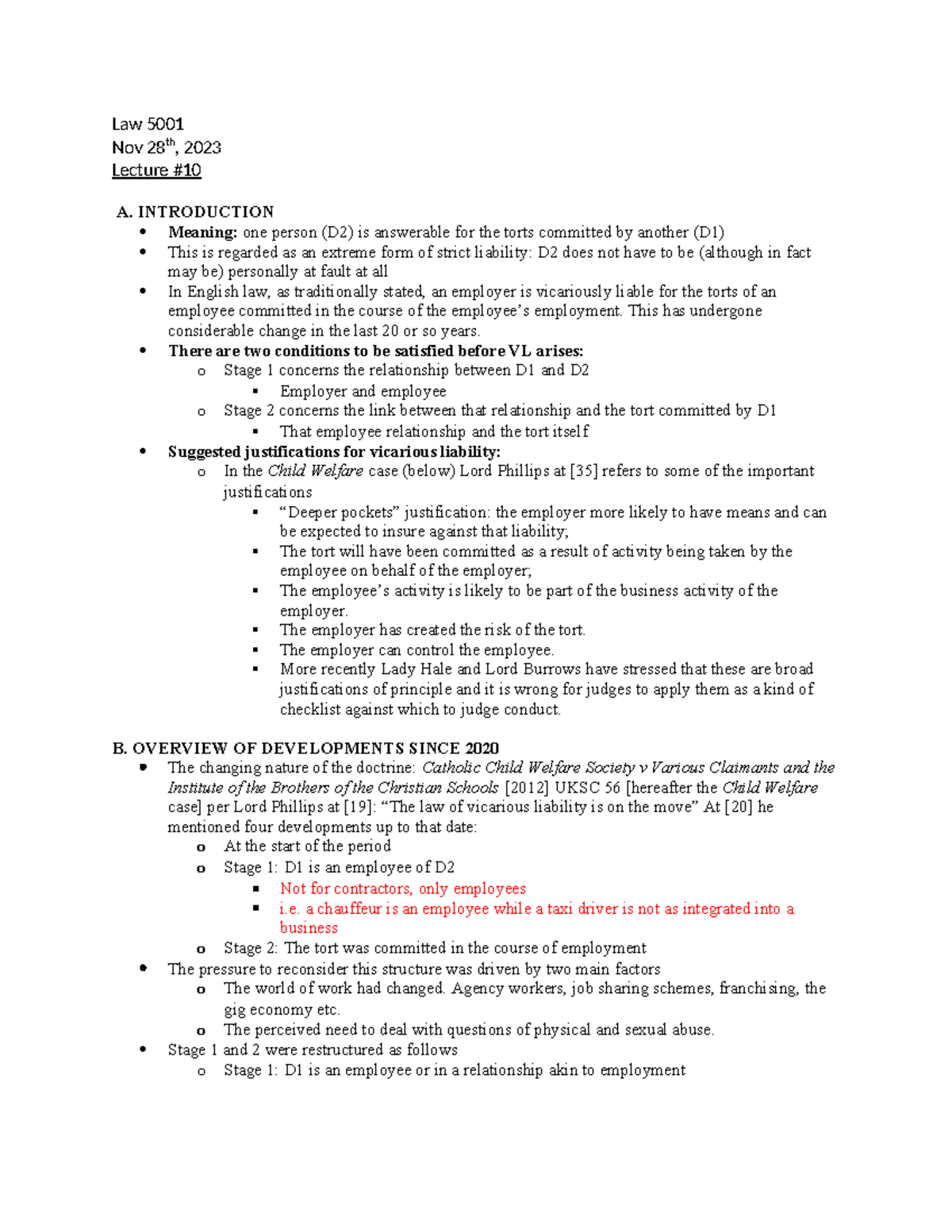 Law 5001 Lecture 10 Law 5001 Nov 28th, 2023 Lecture A