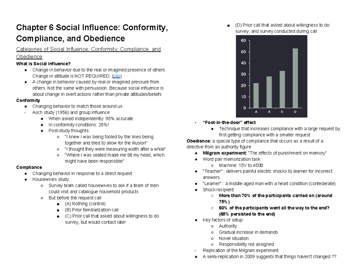 104s exam2 review sheet - Chapter 6 Social Influence: Conformity ...
