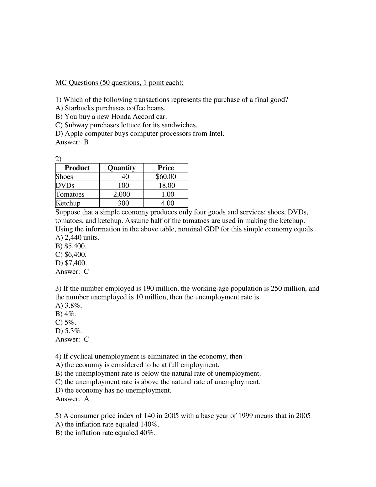 Final Exam Answer - ……….. - CB2402 Macro-Econ Semester B, 2014- Final ...