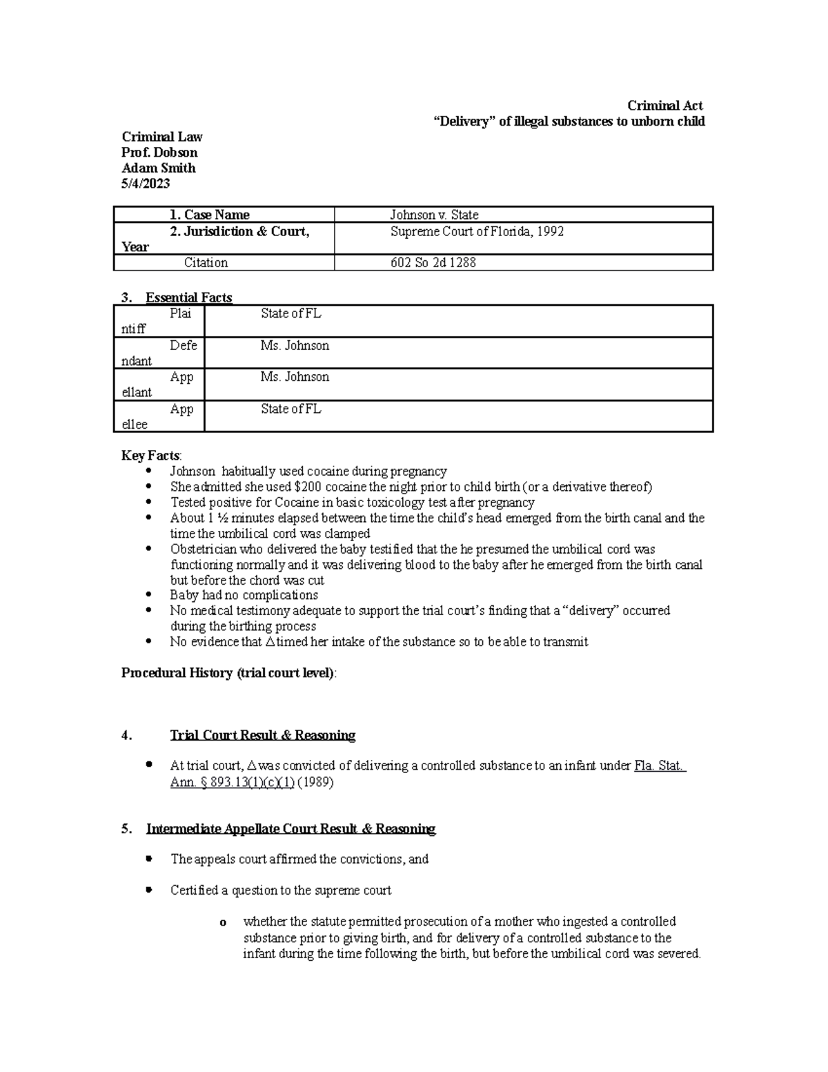 9.7.09 Johnson v. State Criminal Act “Delivery” of illegal substances