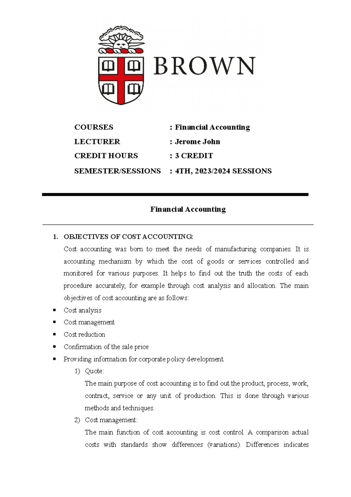 Objectives OF COST Accounting AND Nature AND Scope OF COST Accounting