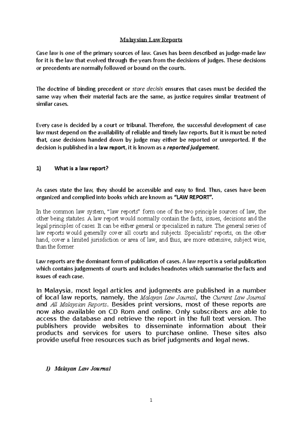 004 Malaysian Law Reports updated Malaysian Law Reports Case law is