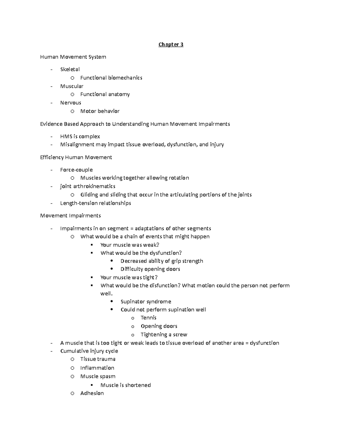 Chapter 3. Human movement impairments - Chapter 3 Human Movement System ...