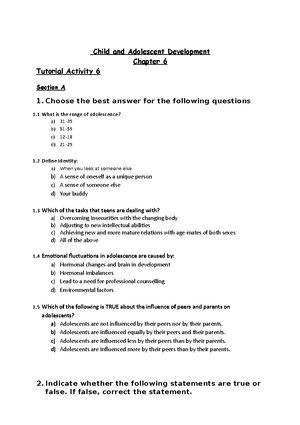 CAD - Chapter 2 (Tutorial Activity) - Child and Adolescent Development ...
