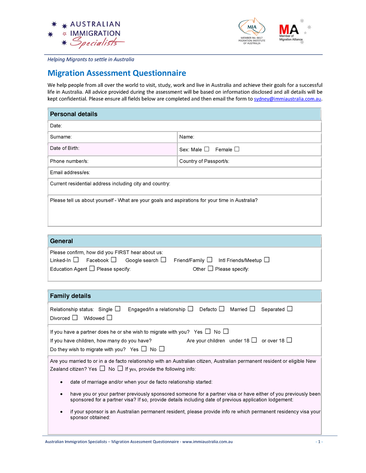 AIS Migration Assessment Questionnaire - Migration Assessment ...