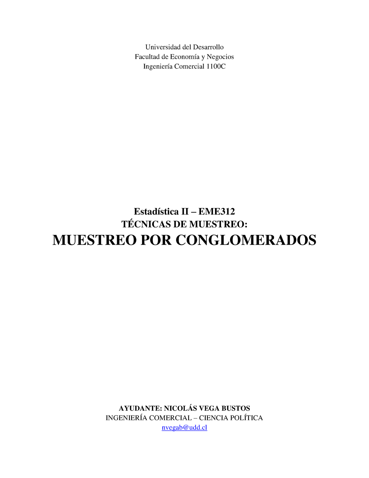 Muestreo Por Conglomerados - Universidad Del Desarrollo Facultad De ...