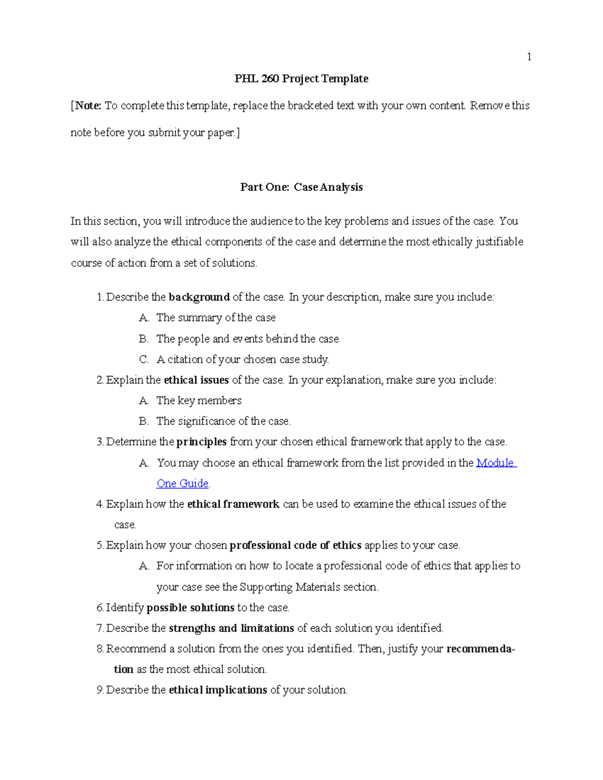 2-2 Case Analysis Project Template - 1 PHL 260 Project Template [Note ...