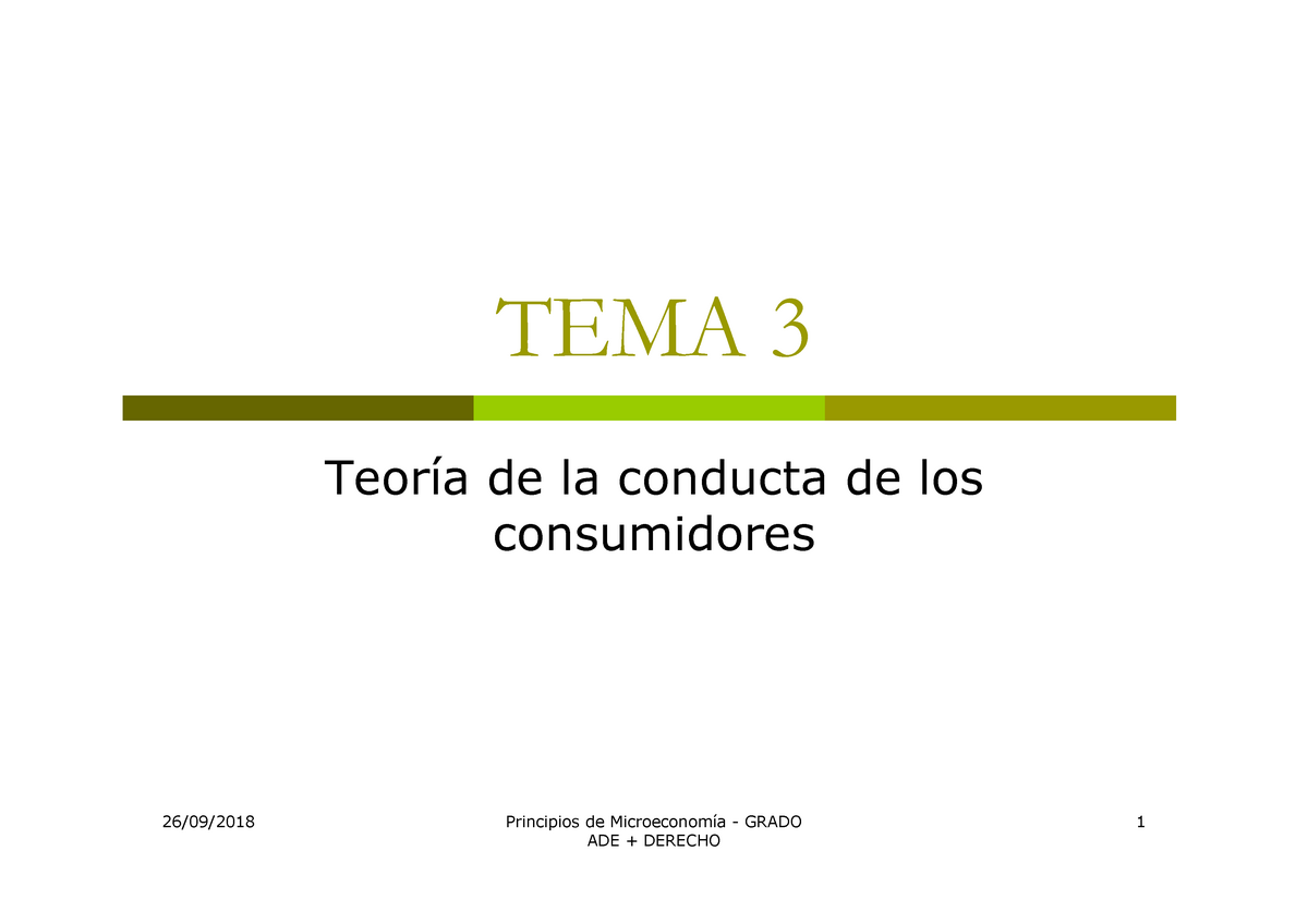 TEMA 3. La Conducta Del Consumidor - PresentaciÓn - TEMA 3 Teoría De La ...