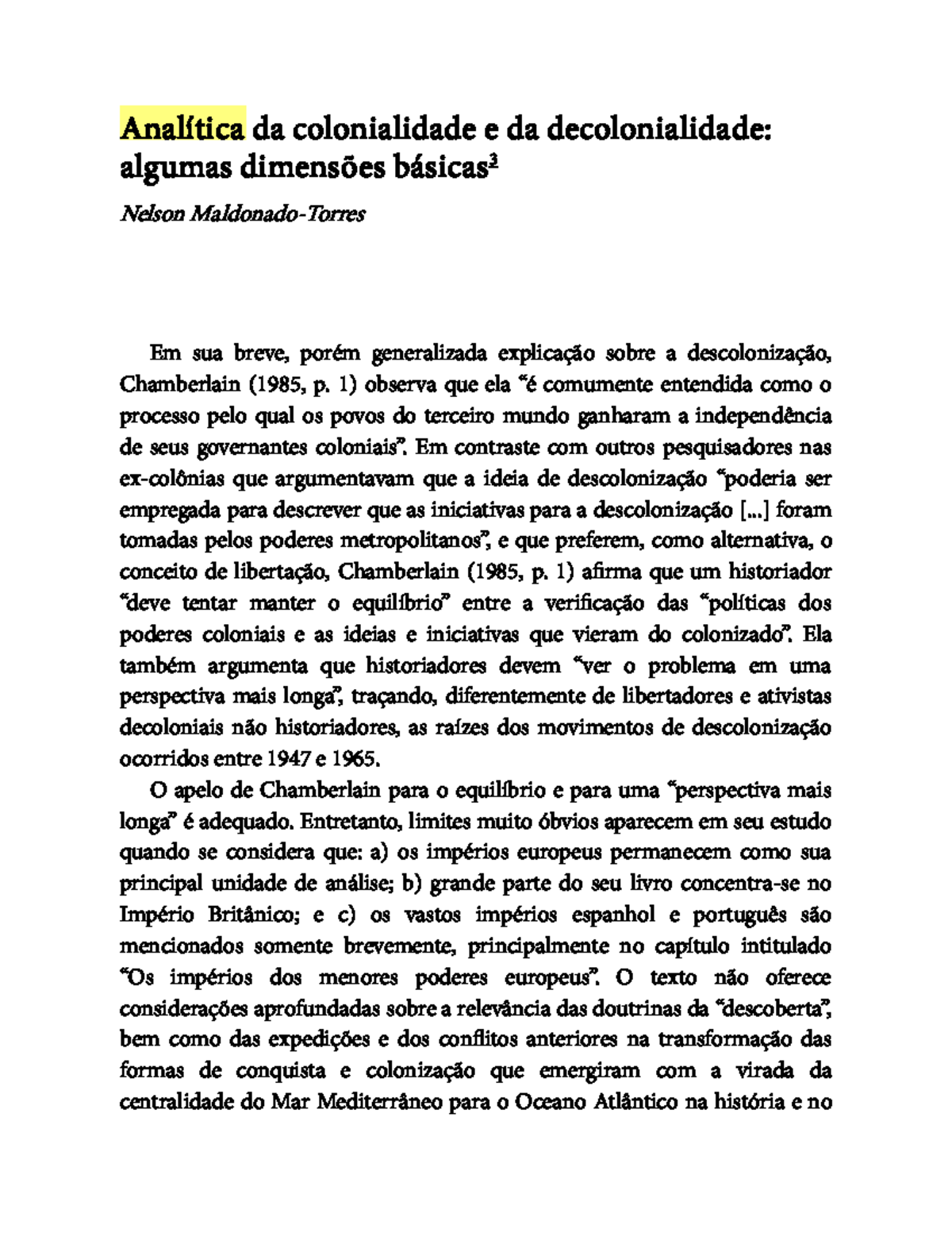 5. Analítica Da De-Colonialidade - Nelson Maldonado-Torres - Analítica ...