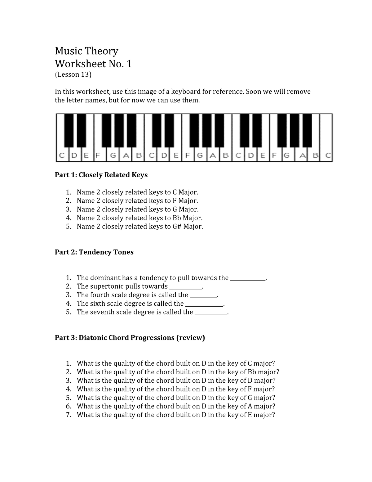 13 Worksheet 1 Music Theory Worksheet No 1 Lesson 13 In This Worksheet Use This Image Of A 5735