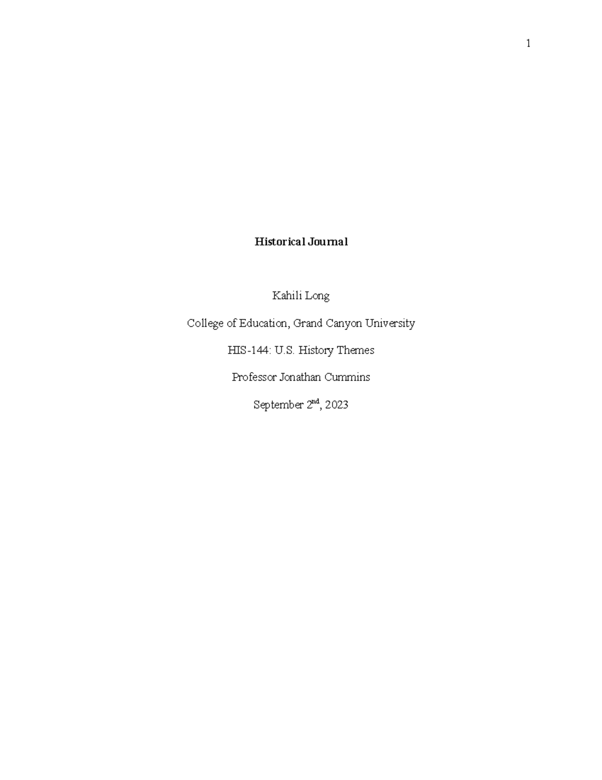 Historical Journal - Historical Journal Kahili Long College of ...