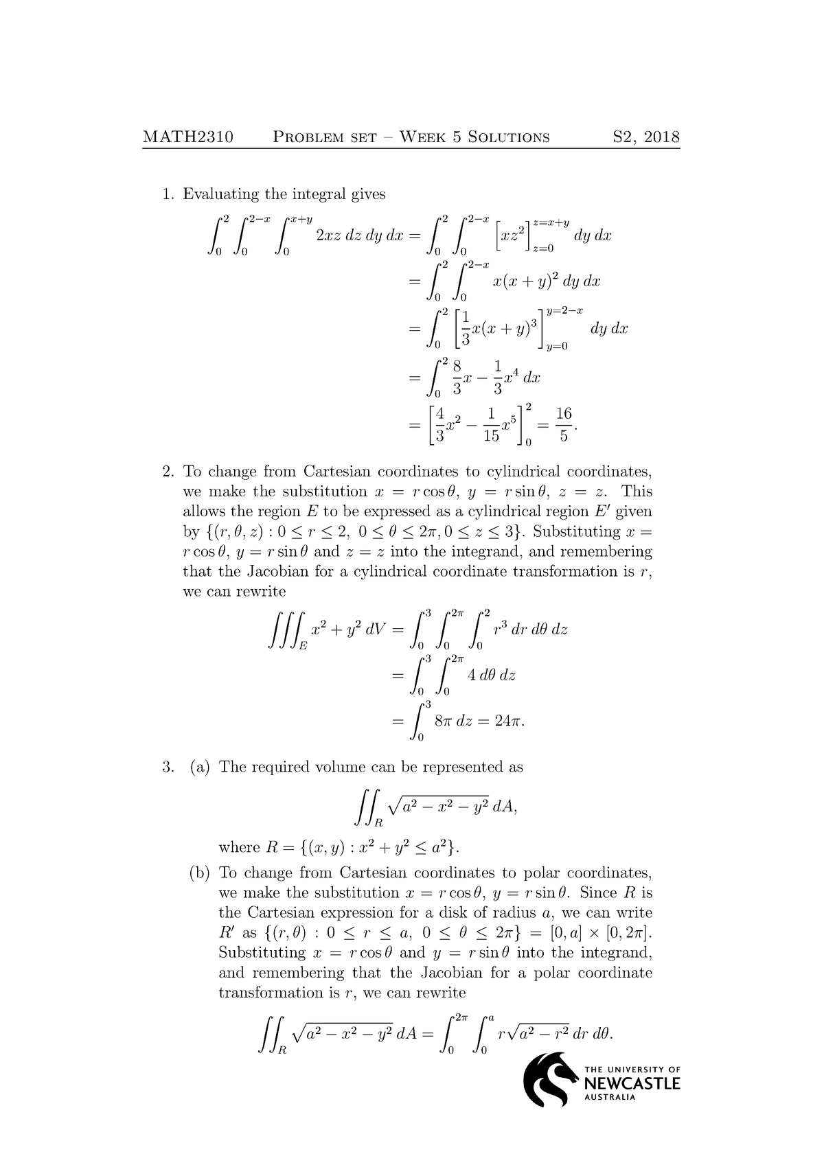 Problem Set 5 Soln - Lecture Notes 5 - MATH2310 - UoN - Studocu