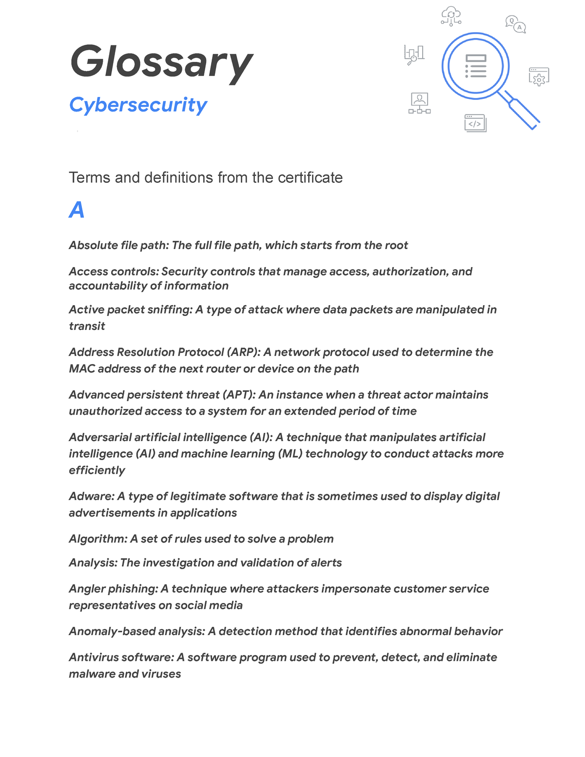 google-cybersecurity-certificate-glossary-glossary-cybersecurity