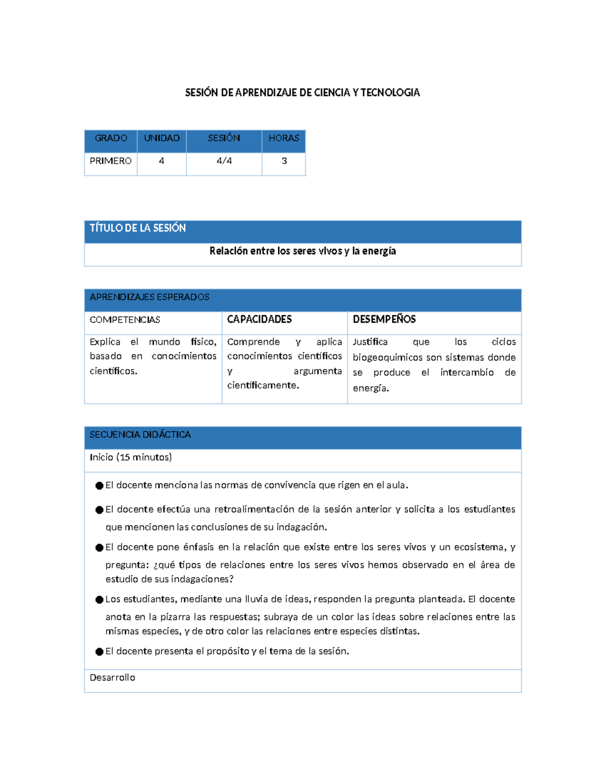 CTA - U4 - 1er Grado - Sesion 04 - SESIÓN DE APRENDIZAJE DE CIENCIA Y ...