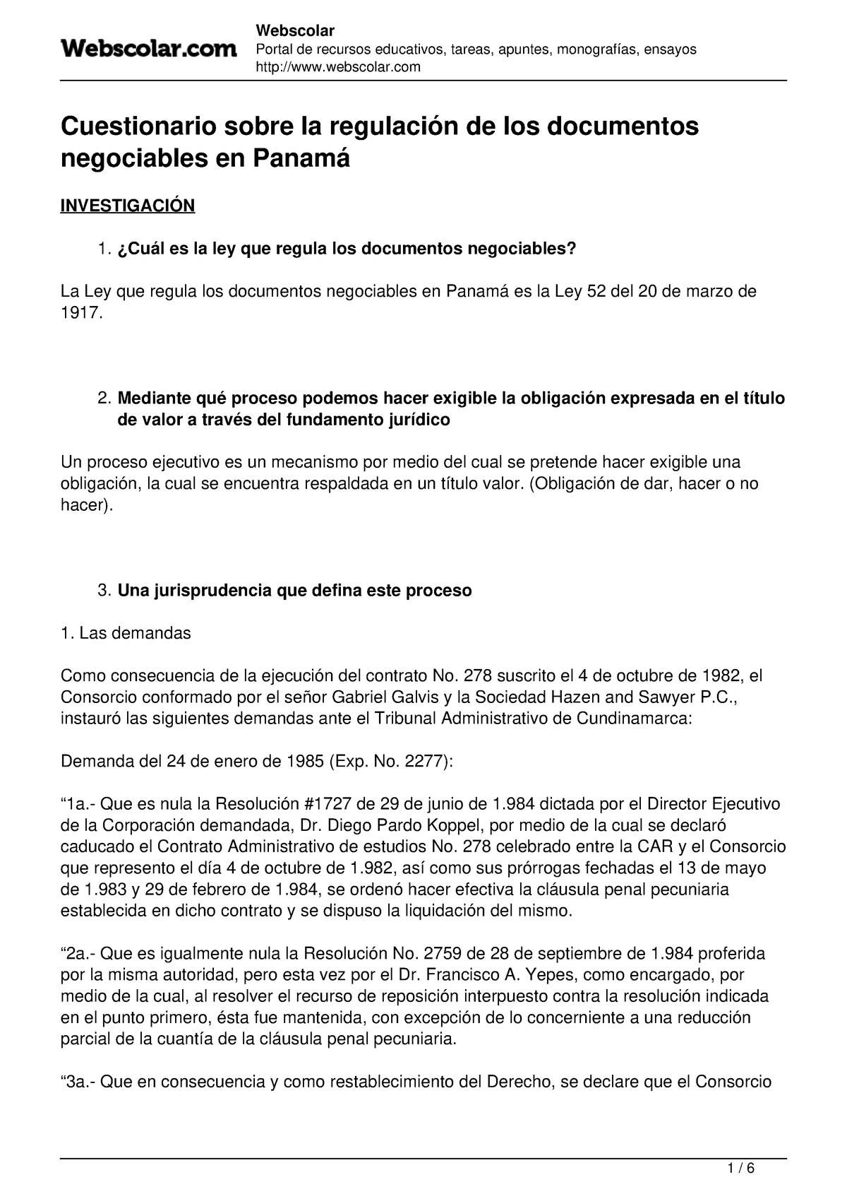 Cuestionario Sobre La Regulacion De Los Documentos Negociables En ...