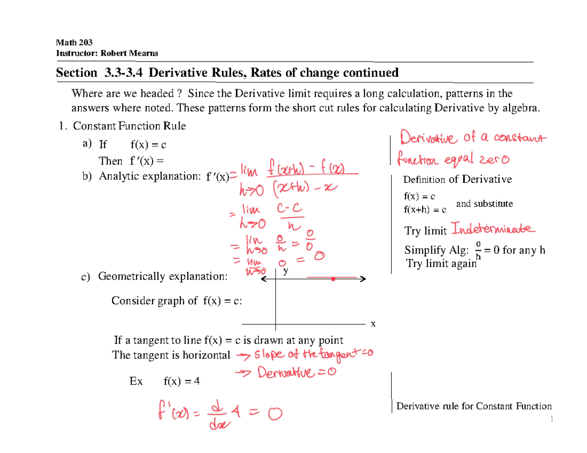 Note Outline Sec 3.3 - 3 - Notes - 1. Constant Function Rule If f(x ...