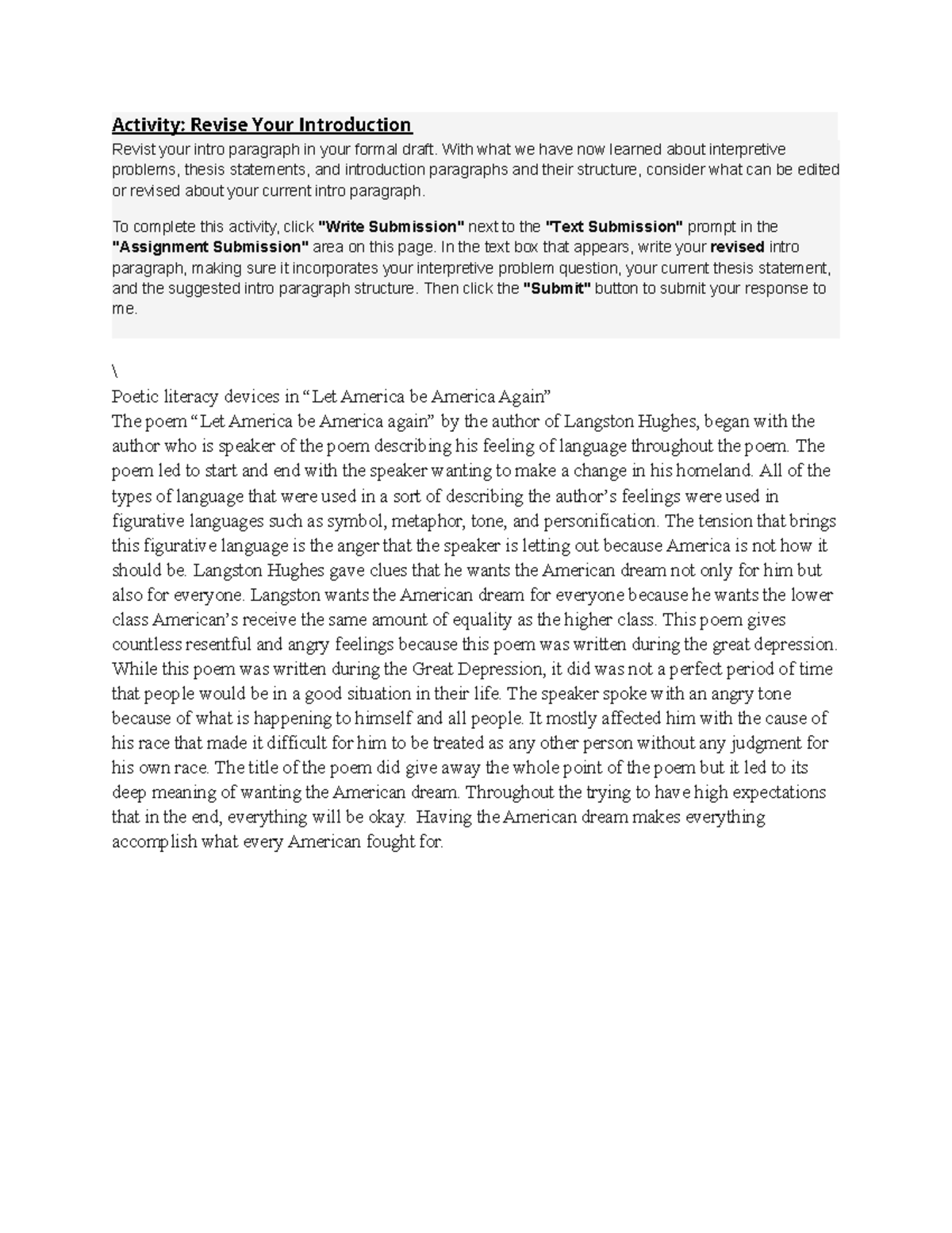 Week 5 - Prof. Torres - Activity: Revise Your Introduction Revist your ...
