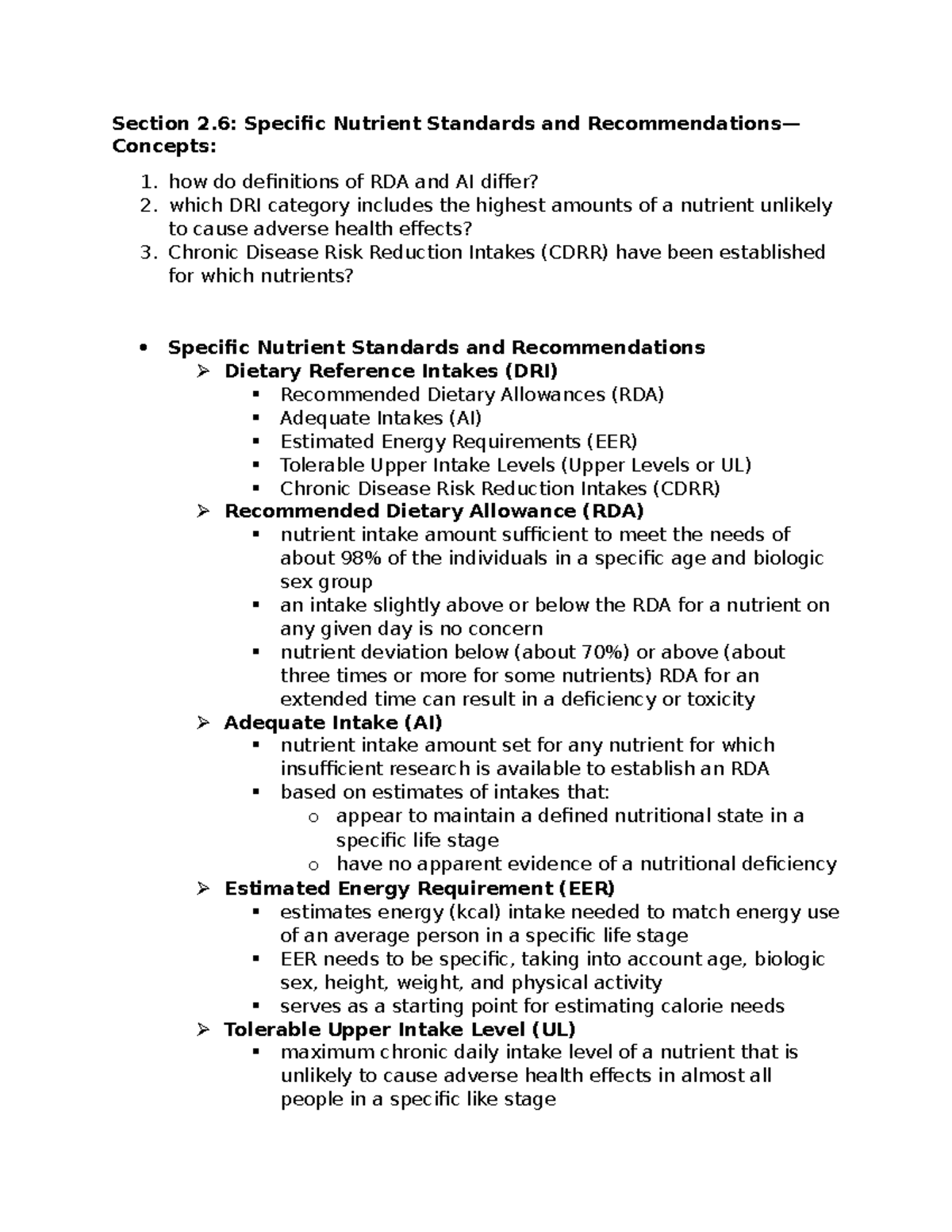 NTS Ch 2 Sect 6 - Lecture notes from Nutrition and Foods. - Section 2 ...