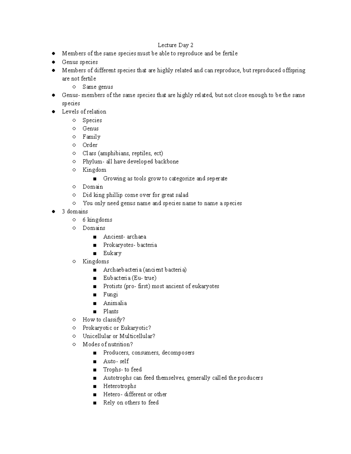 Lecture Day 2 - Zoology, Biochemistry - Lecture Day 2 Members of the ...