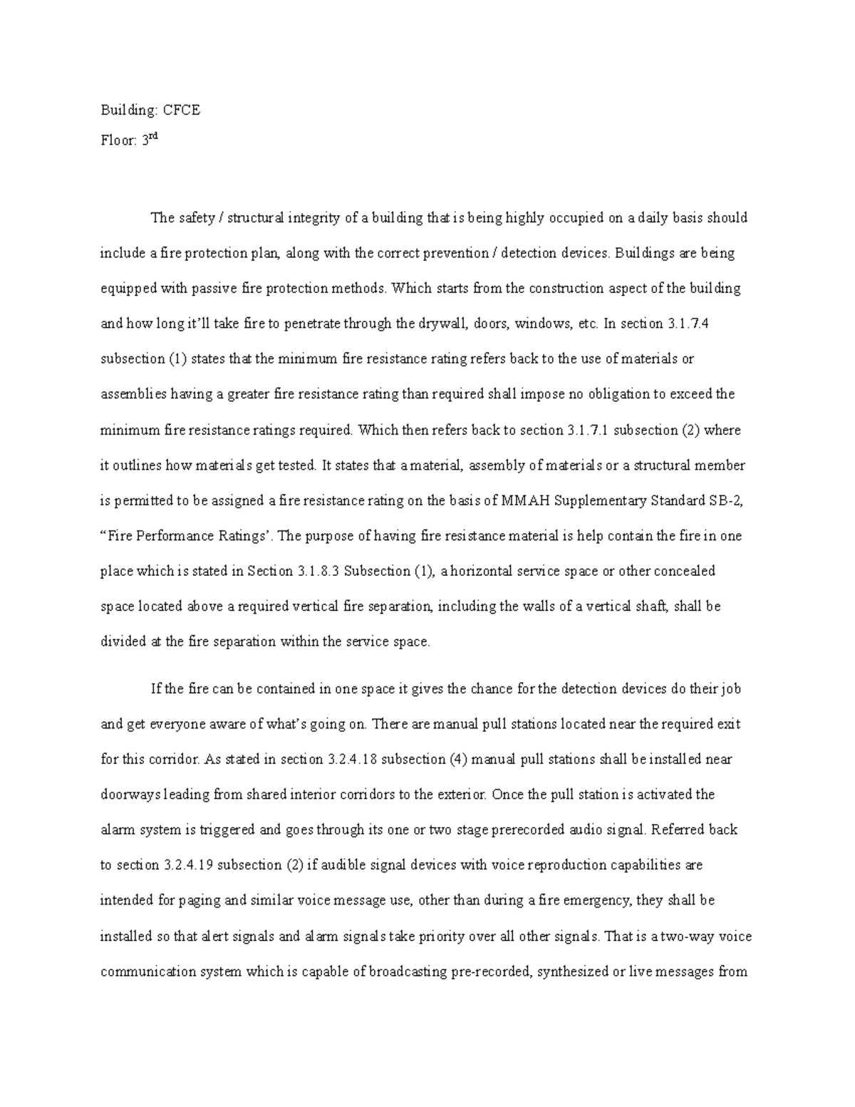 CFCE write up - course assignment - Building: CFCE Floor: 3rd The ...