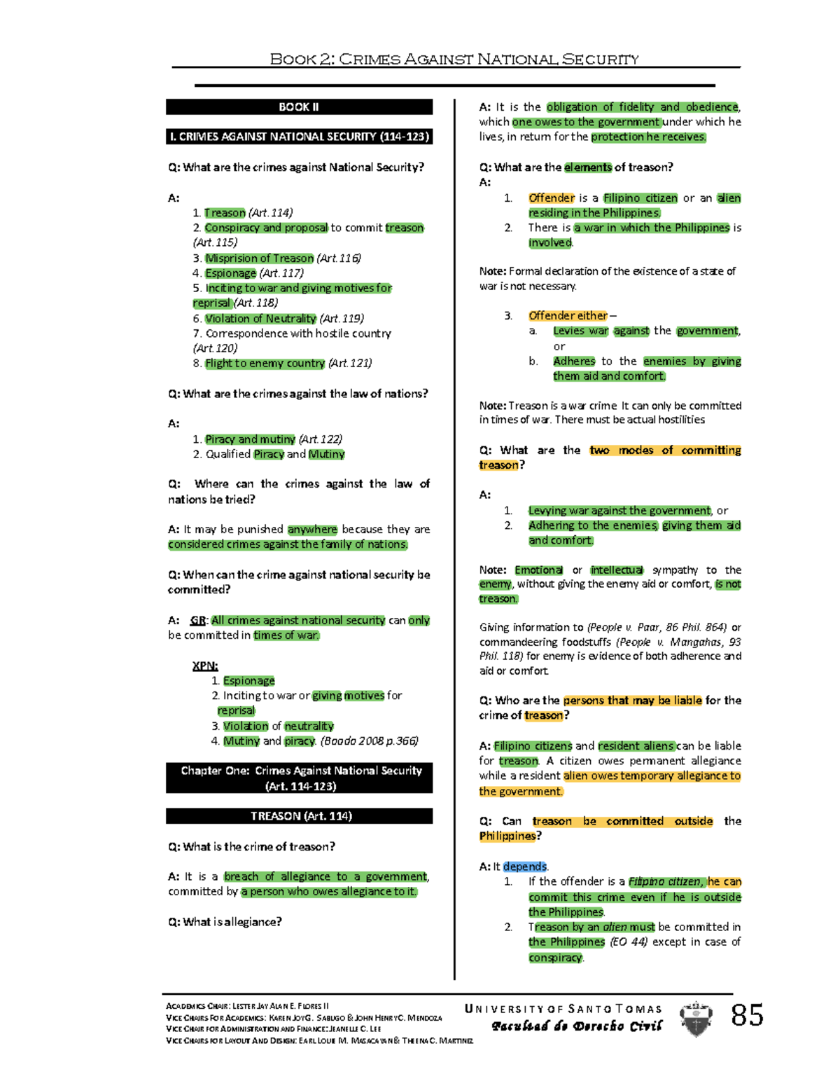 UST Golden Notes 2011 - Criminal Law Book - B OOK 2: Crimes Against ...