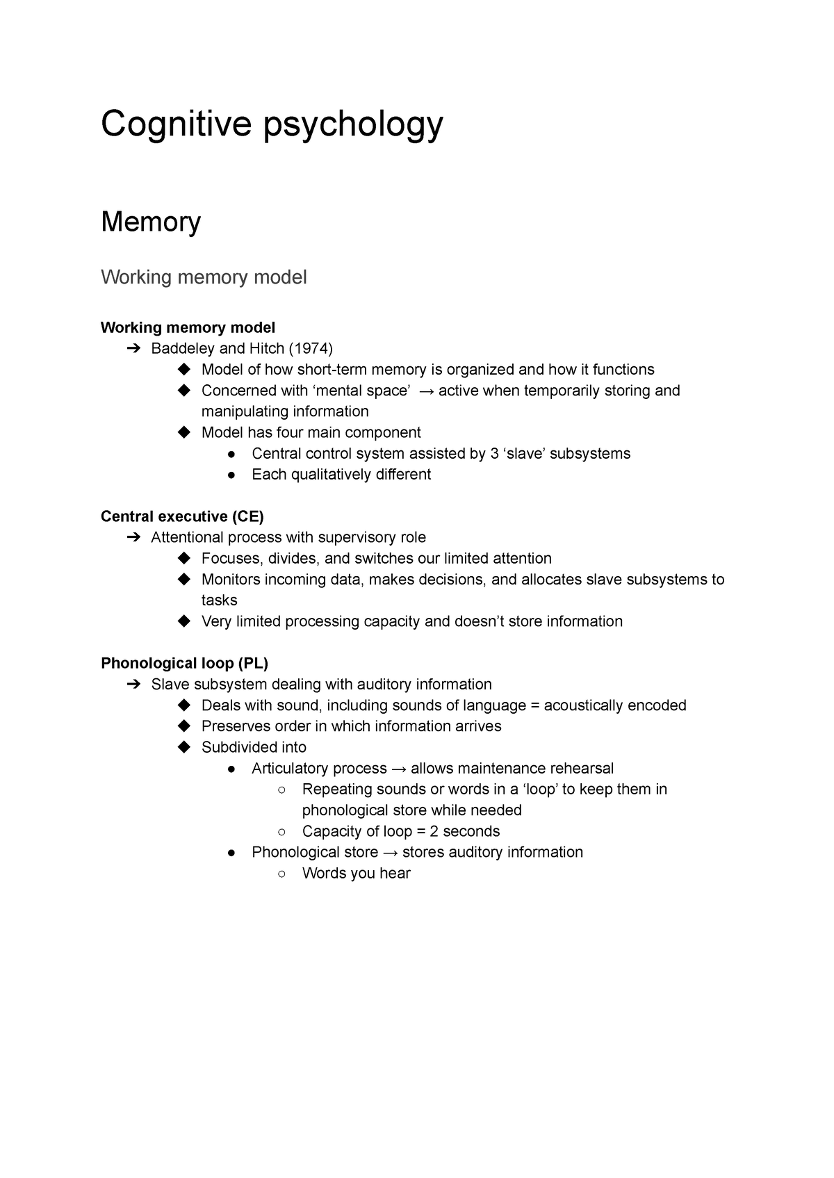 Cognitive Psychology Notes (A Level - Pearson Edexcel) - Cognitive ...