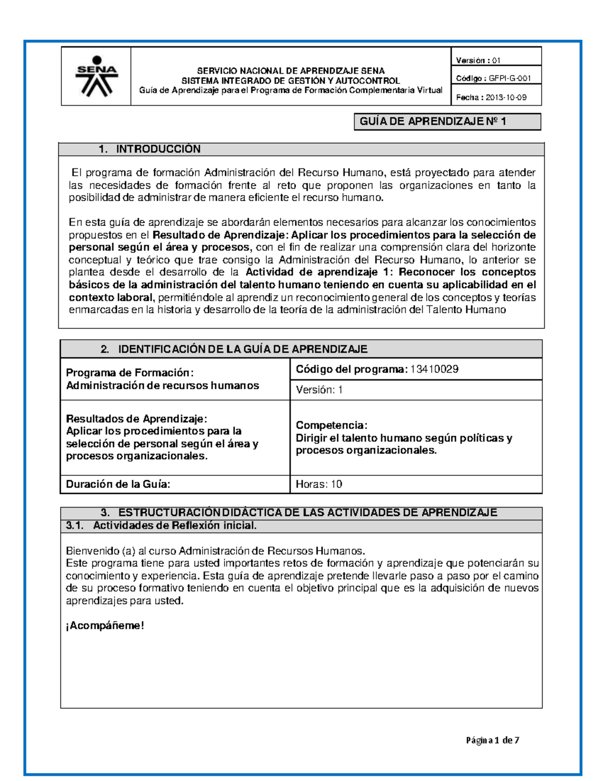 Guia Numero 1 - Sena - SERVICIO NACIONAL DE APRENDIZAJE SENA SISTEMA ...