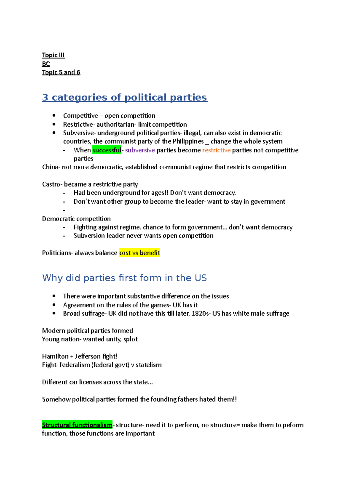 political party classification essay