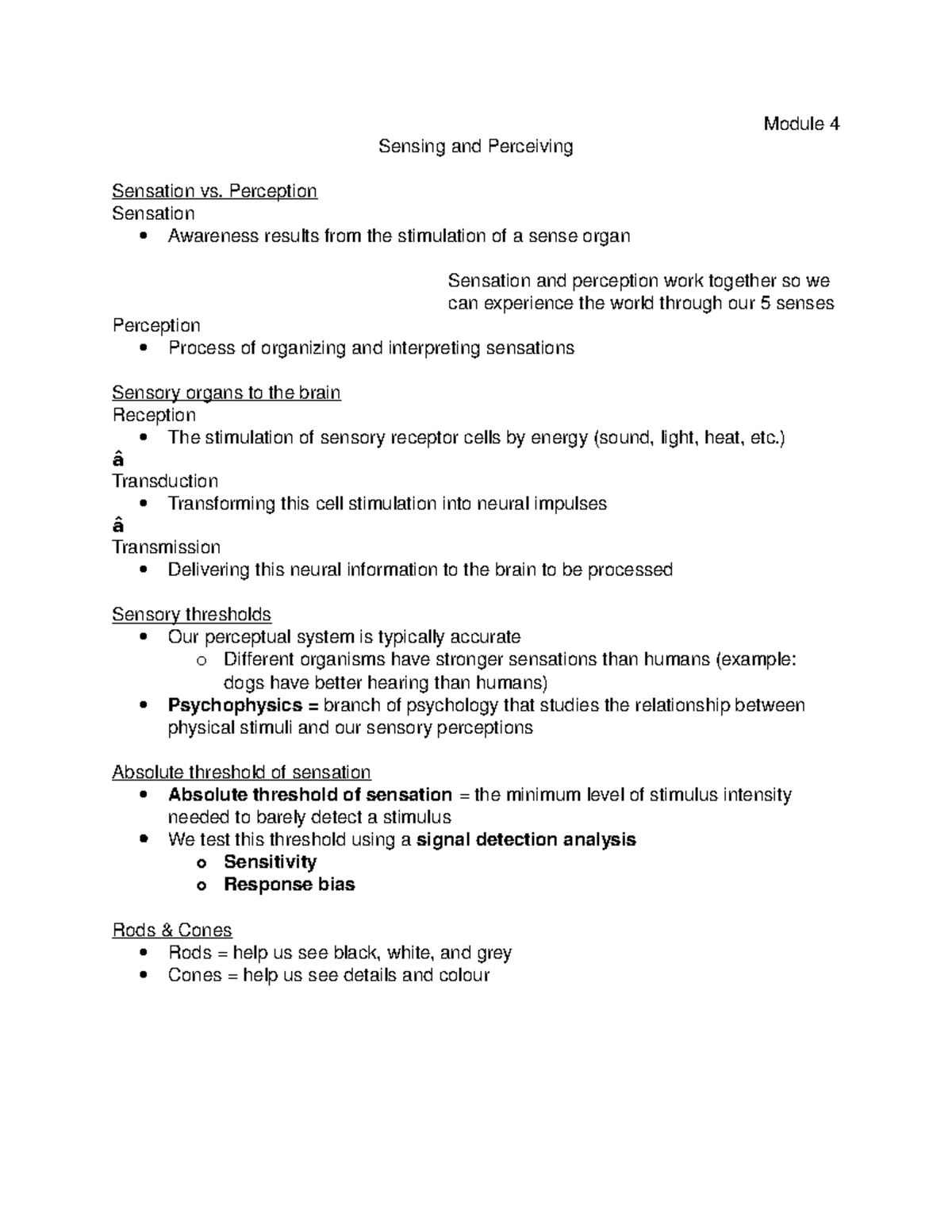 Week 4 Sensing And Perceiving Studocu