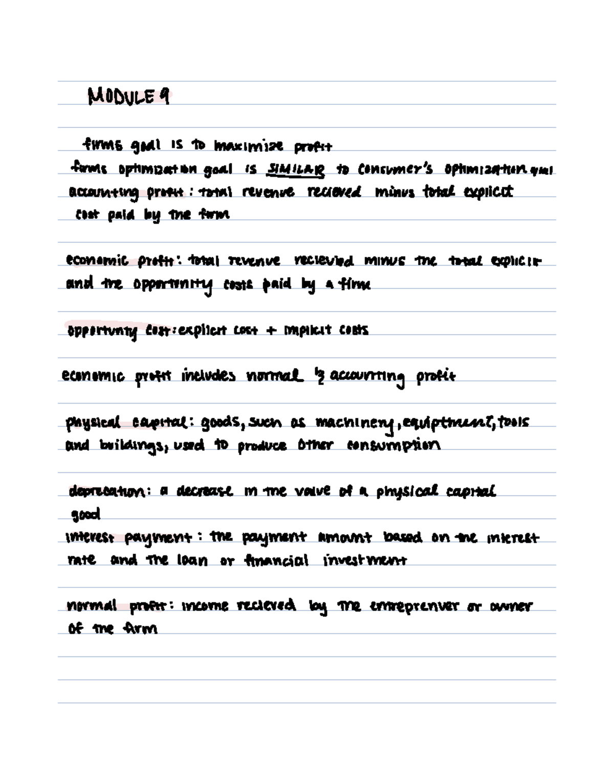 Note Apr 3, 2024 - Econ Notes from Graf - MODULE 9 firms goal is to ...