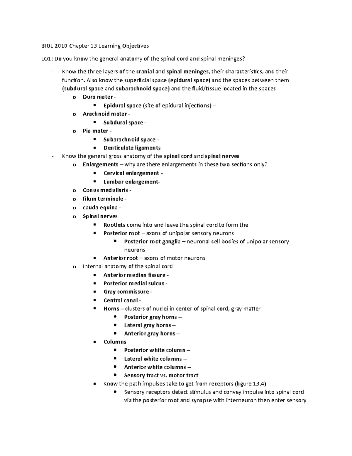 Chapter 13 Learning Objectives - BIOL 2010 Chapter 13 Learning ...