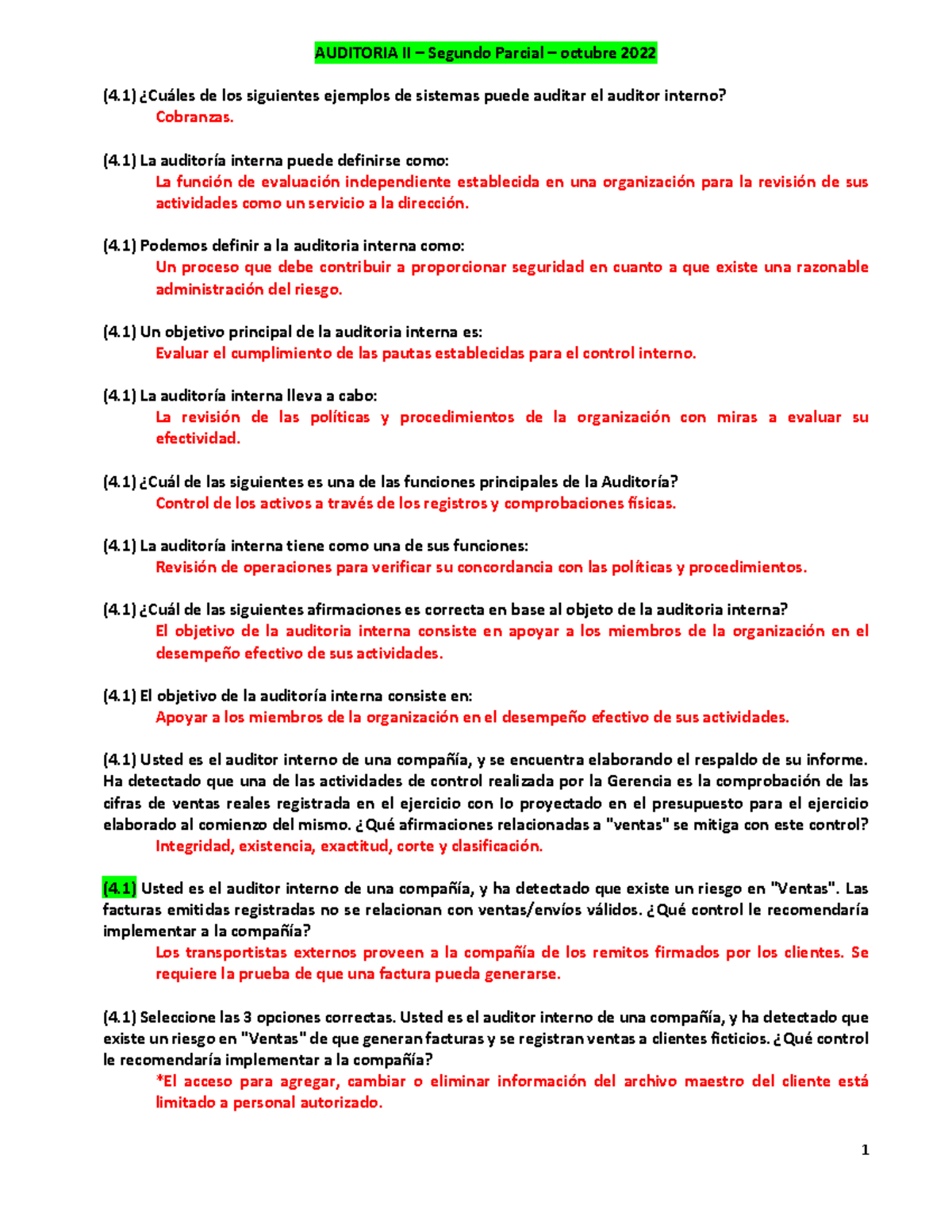 Auditoría II - Segundo Parcial - AUDITORIA II – Segundo Parcial ...
