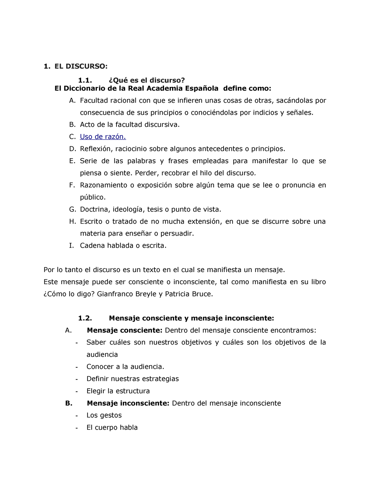 COMO Elaborar UN Discurso - 1. EL DISCURSO: 1. ¿Qué Es El Discurso? El ...